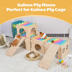 Unicorn Catcher Guinea Pig Hideout with staircase and soft pads for cozy rest.