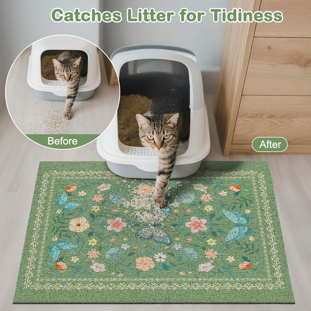 Unicorn Catcher mesh-design litter mat close-up captures litter efficiently.