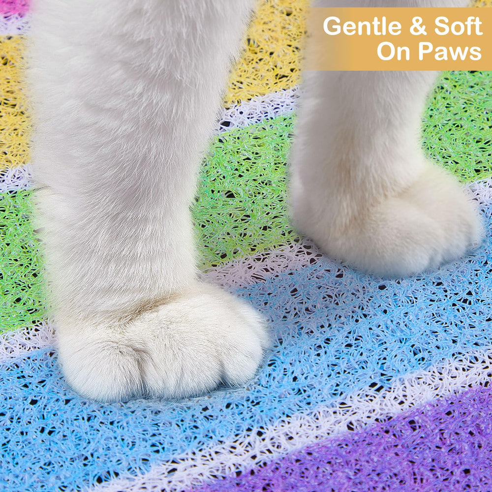 Unicorn Catcher mat designed for two litter boxes in a single setup