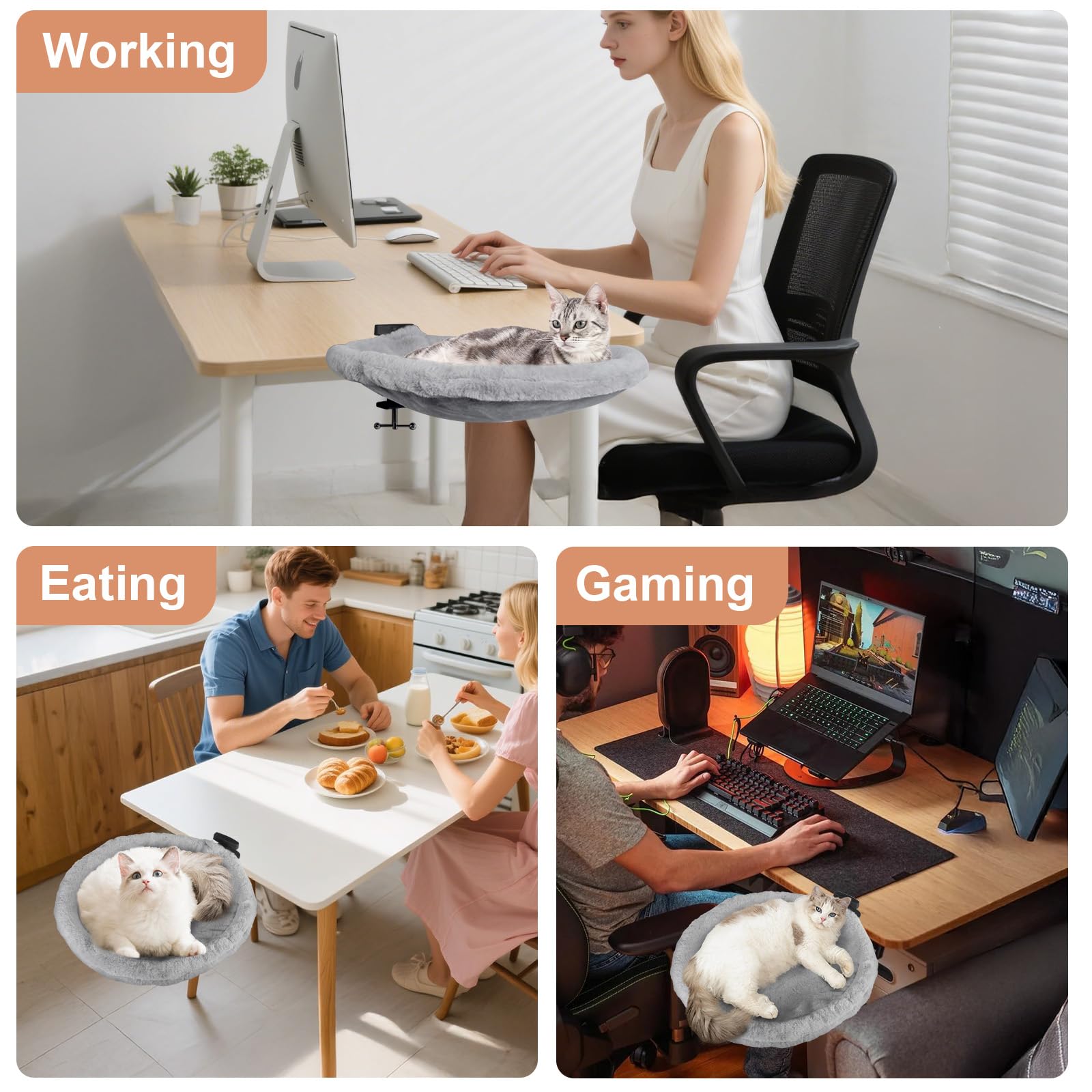 Unidevice Cat Desk Bed easy-assembly invites quick setup and effortless cleaning after play.
