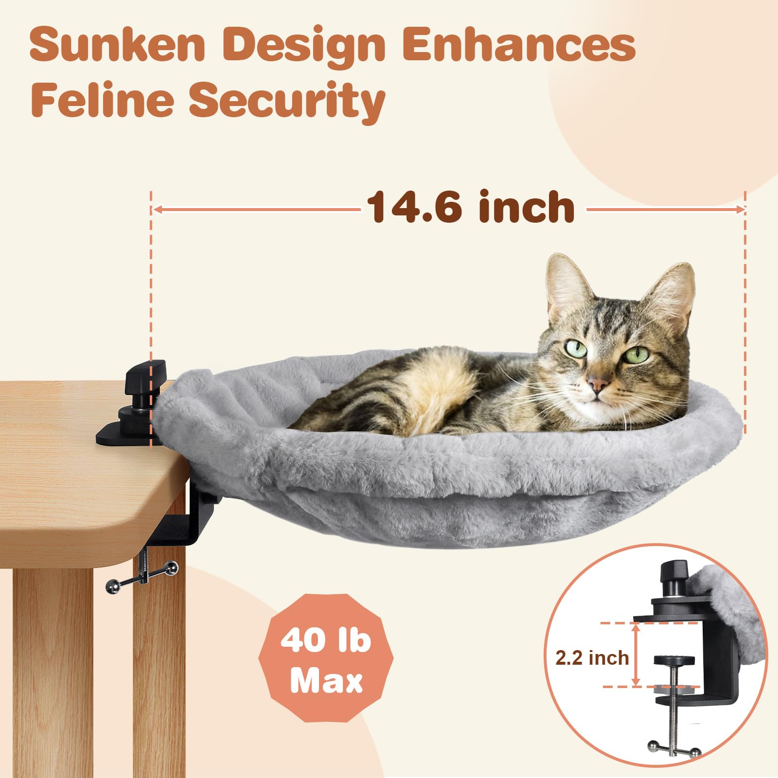 Unidevice Cat Desk Bed mesh-cover highlights breathable comfort for warm seasons and easy cleaning.