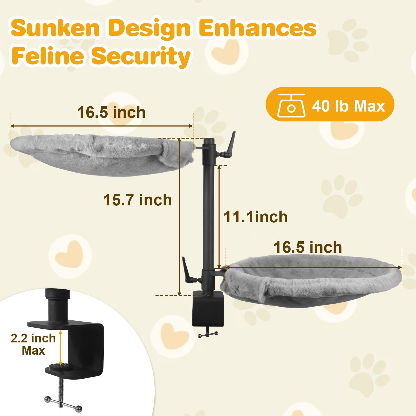 Unidevice Double Cat Desk Bed two snuggle zones offer shared comfort beside your desk.
