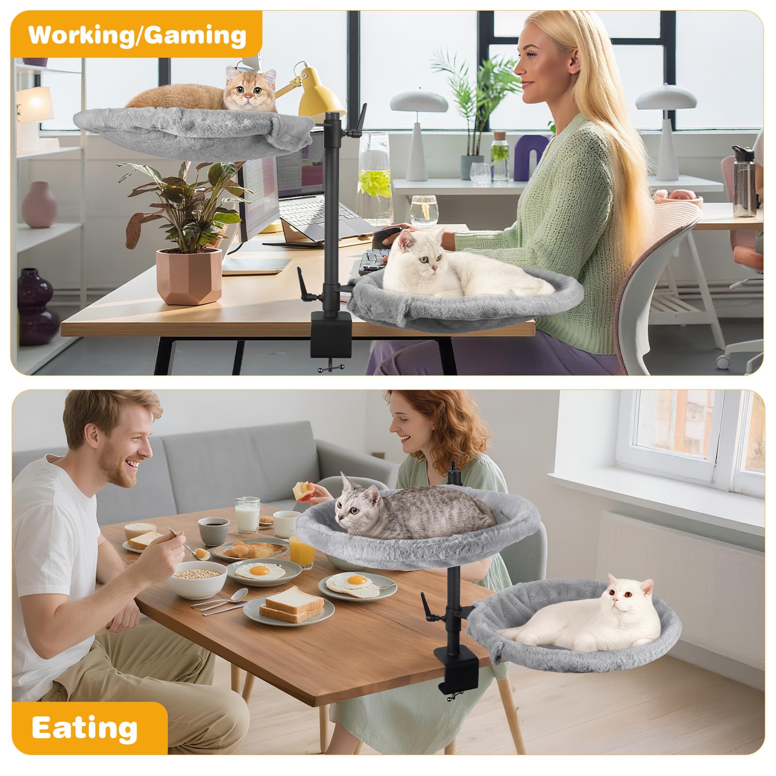 Unidevice Double Cat Desk Bed washable covers for quick cleanup between sessions.