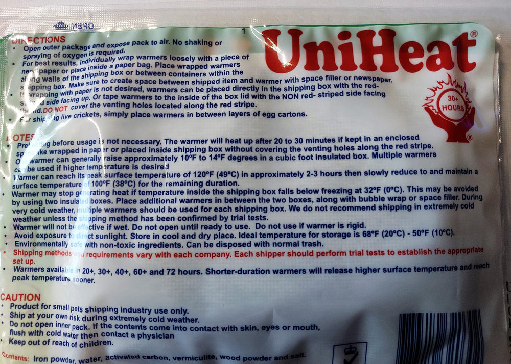 Uniheat 20hour heat pack highlights quicker heat up for smaller shipments.
