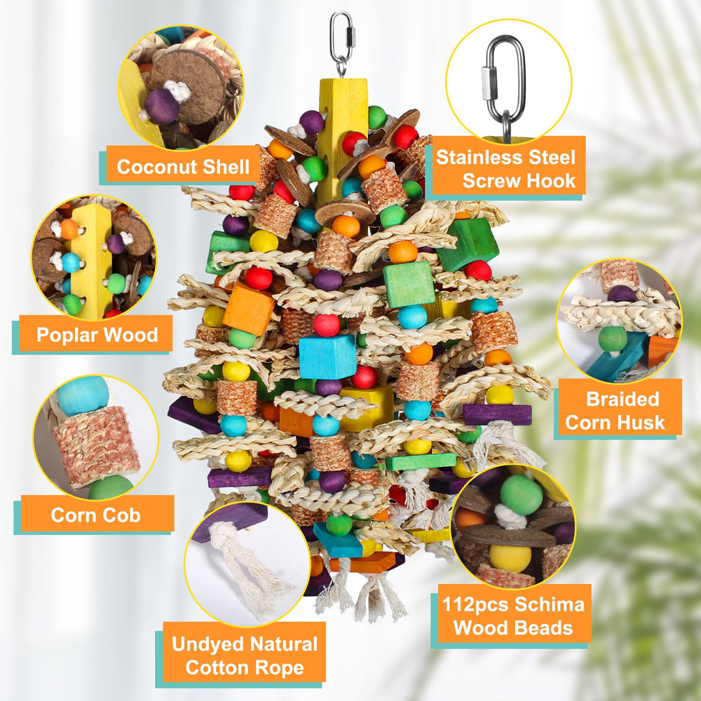 Unimaxlink 112 schima wood beads boost tactile play and beak conditioning