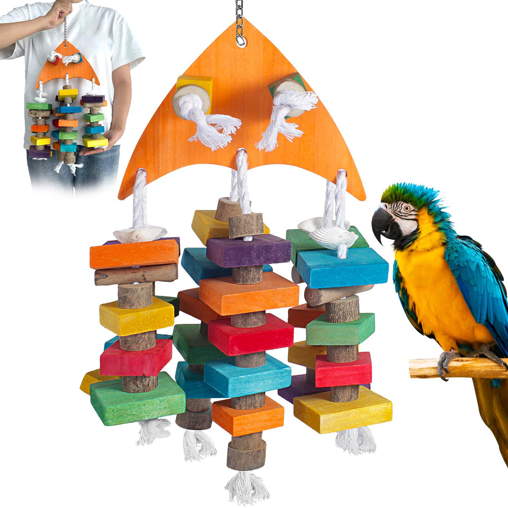 Unimaxlink 22-8 inch shell parrot toy with swinging shell scales for enrichment