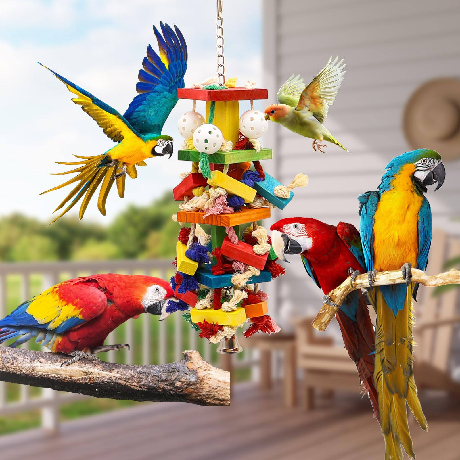 Unimaxlink parrot toy bright color decor enhances cage aesthetics and activity