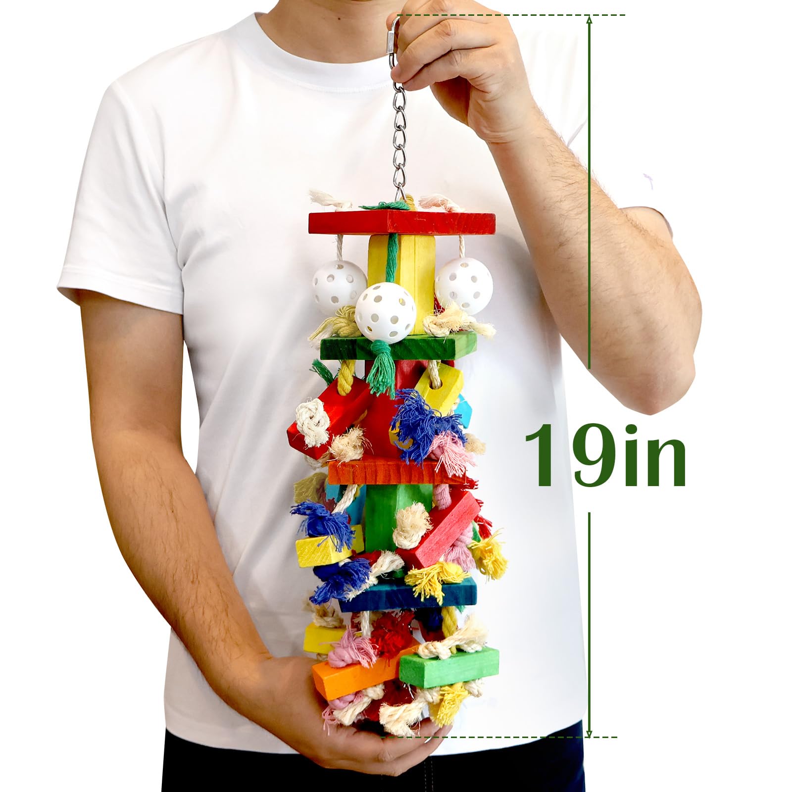 Unimaxlink parrot toy uses poplar wood and edible pigment for safe chewing