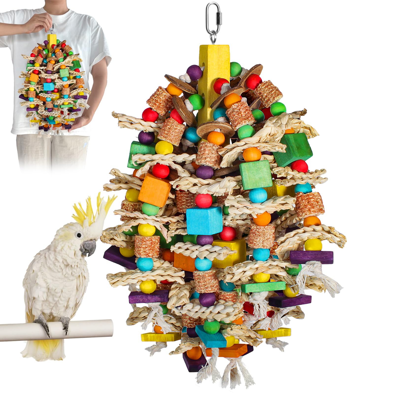 Unimaxlink parrot toy with coconut shell encourages safe chewing and beak conditioning