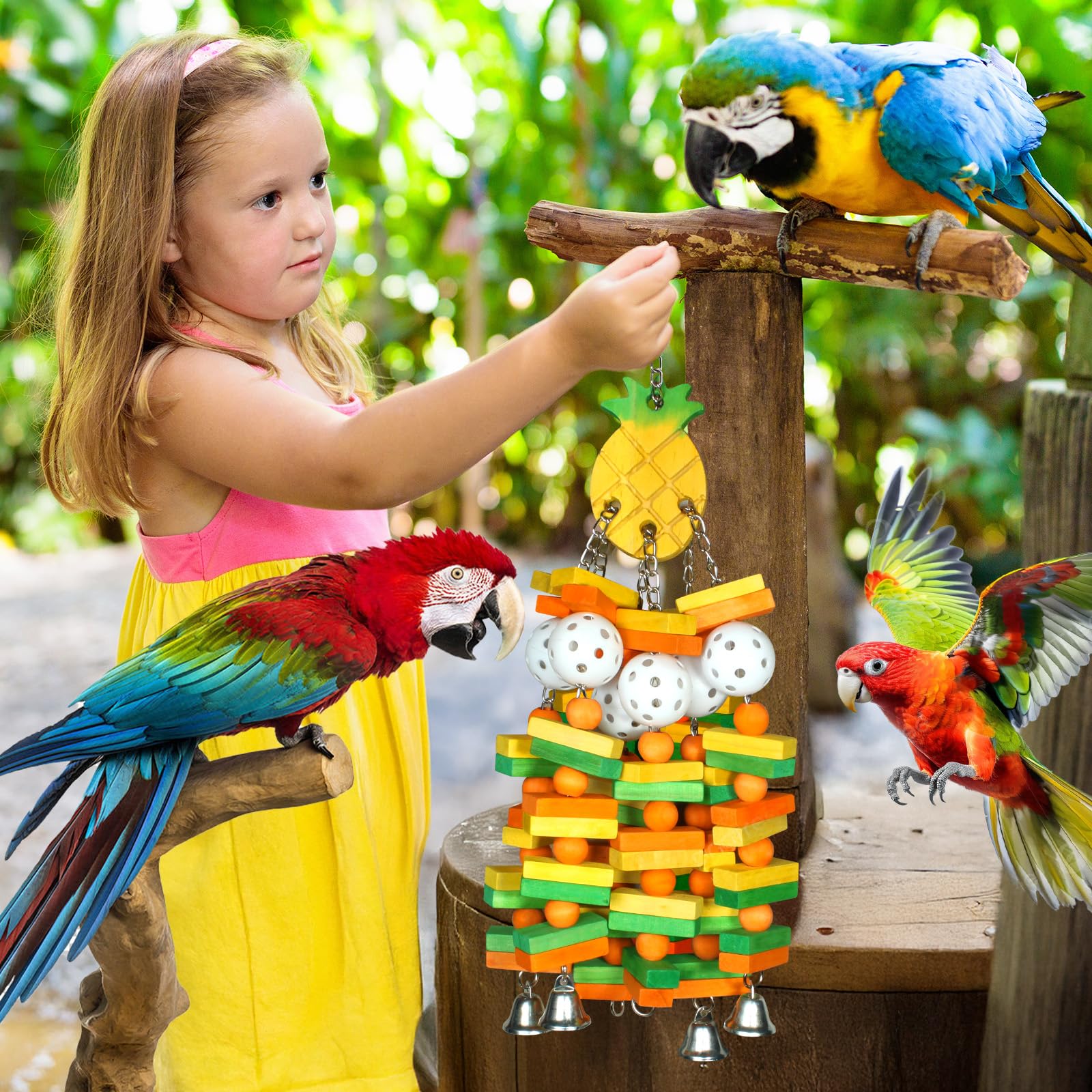 unimaxlink parrot toy ABS wiffle ball feeder adds interactive food play.