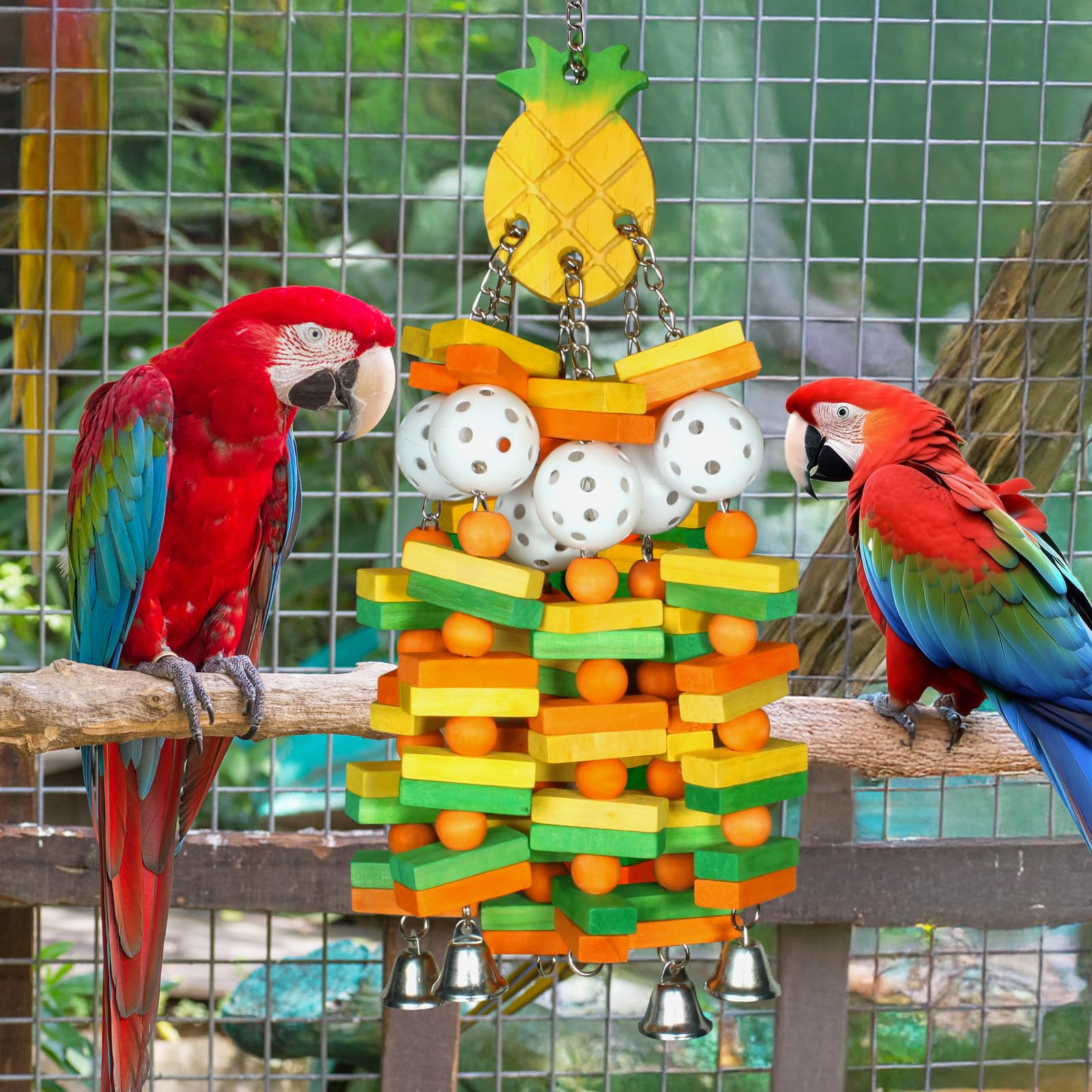 unimaxlink parrot toy bright colors decorate the cage and attract interest.