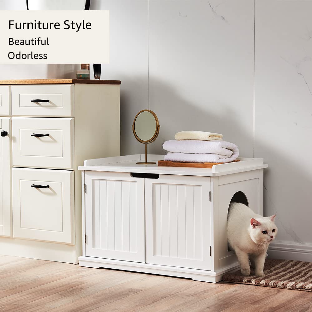 Unipaws cat litter box enclosure durable wood build emphasizes stability