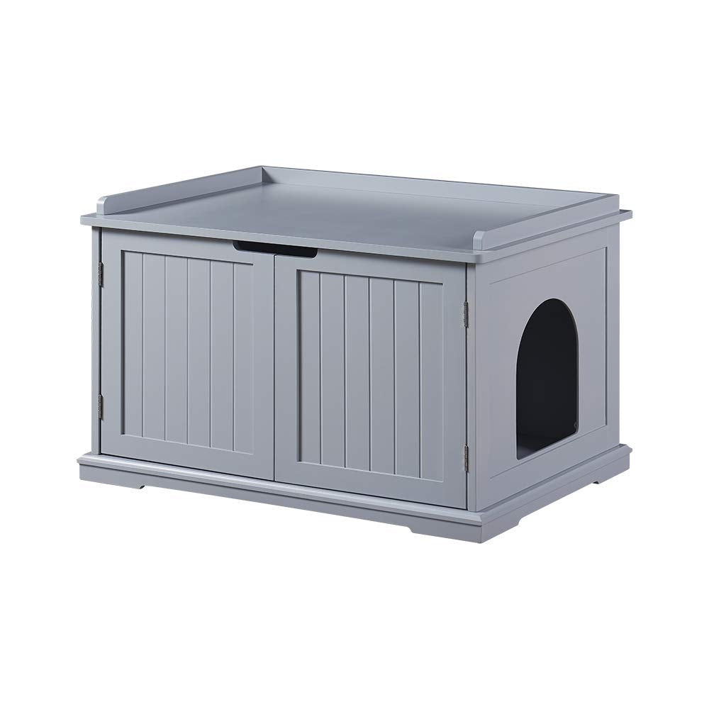 unipaws cat litter enclosure front view with hideaway litter area for tidier room