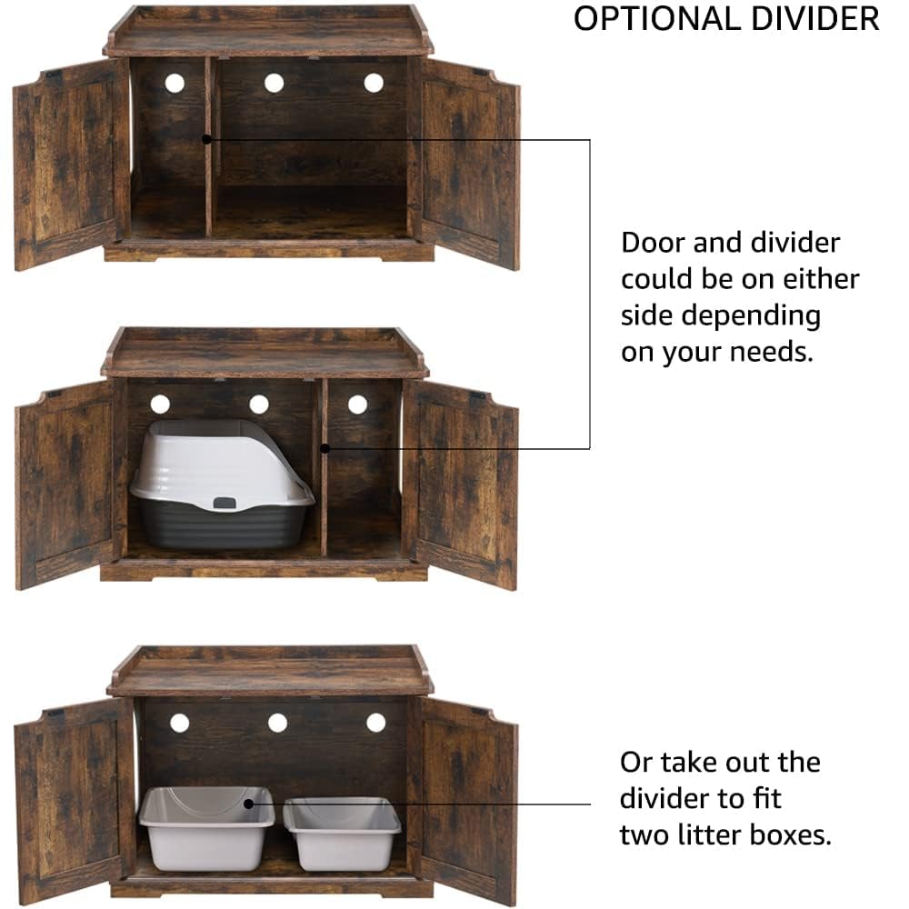 Unipaws cat litter box enclosure interior dimensions highlight ample space for larger boxes.