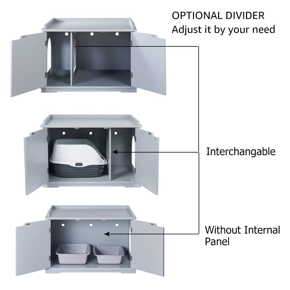 unipaws cat litter enclosure interior shows spacious cavity for larger litter boxes