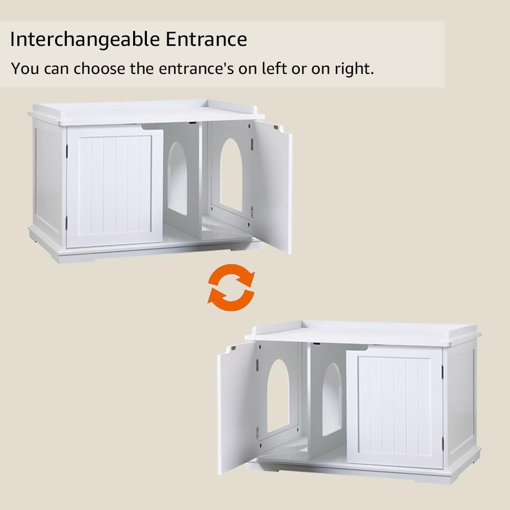 Unipaws cat litter box enclosure nightstand multi-function top surface for kitty gear