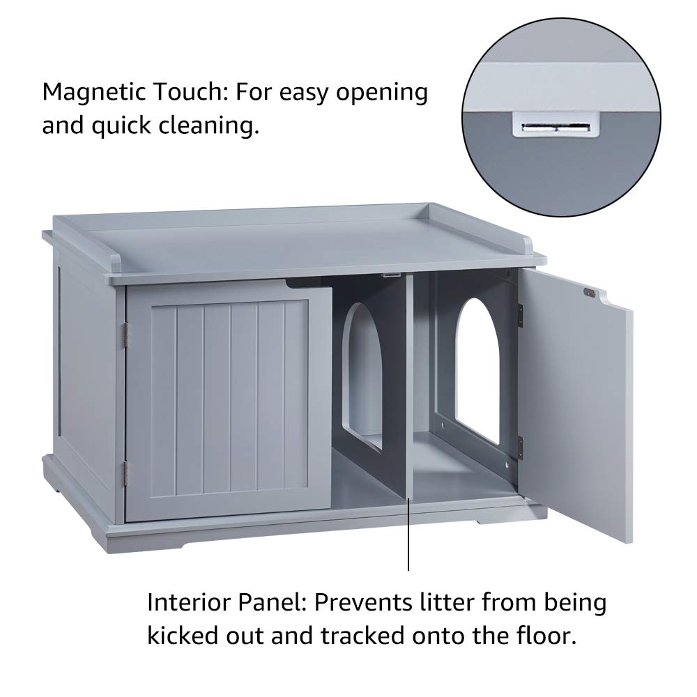 unipaws cat litter enclosure top display showing surface space for decor