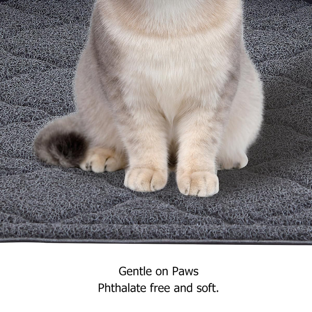 Unipaws cat litter mat back shows non-slip texture keeping mat in place
