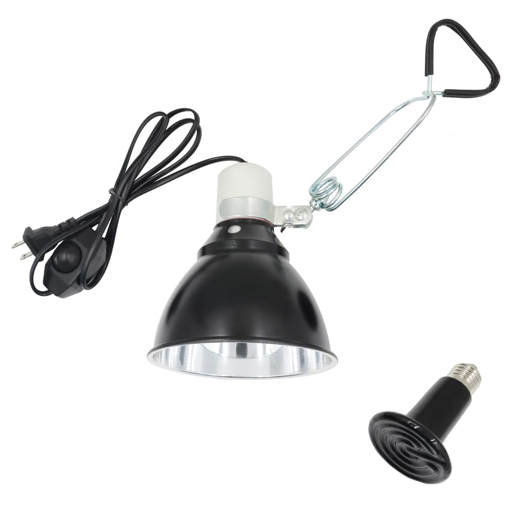unipaws reptile heat lamp top view showcases compact clamp for terrariums.