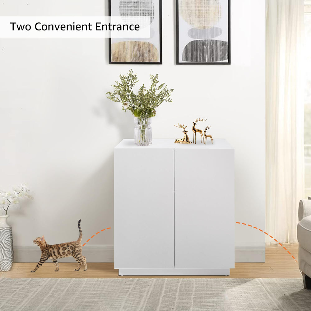 Unipaws tall cat litter box enclosure adjustable shelves tailor storage space