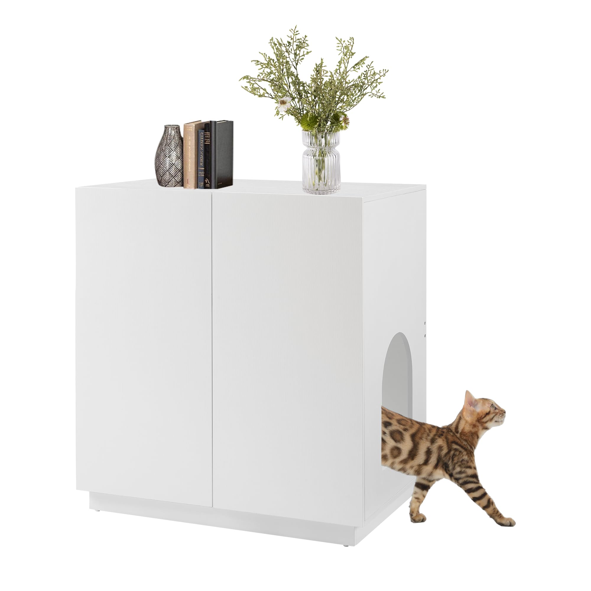 Unipaws tall cat litter box enclosure double entrances for convenient side access