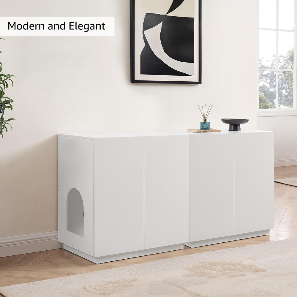 Unipaws tall cat litter box enclosure hides litter and helps contain odors