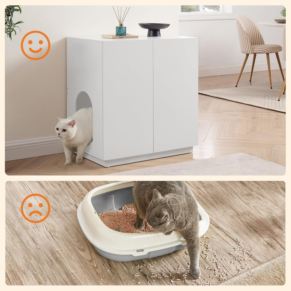 Unipaws tall cat litter box enclosure provides private, stress-free potty time