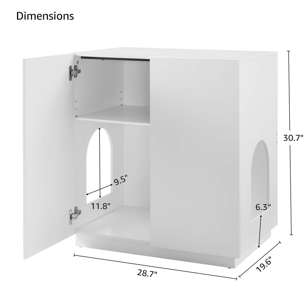 Unipaws tall cat litter box enclosure white cabinet blends with modern decor