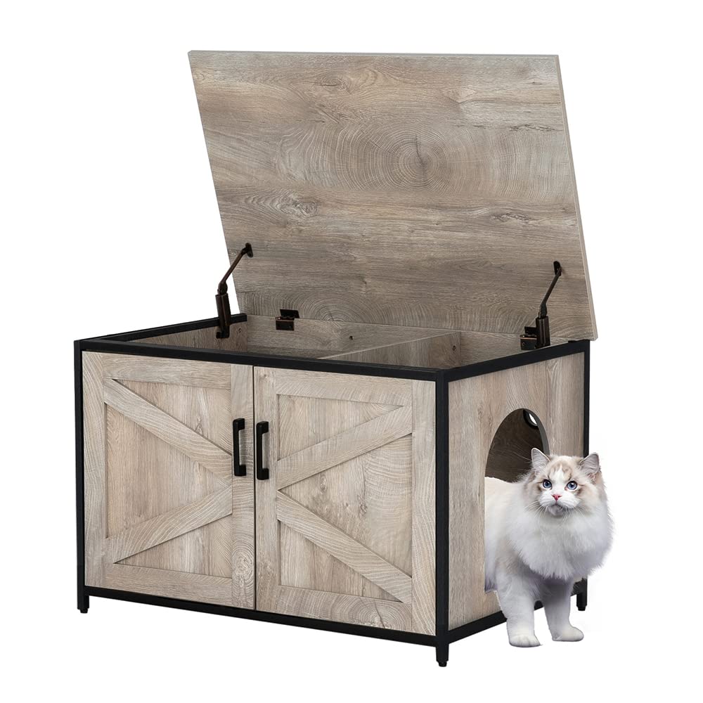 unipaws top-opening cat litter box enclosure main view showing a clutter-free concealed space