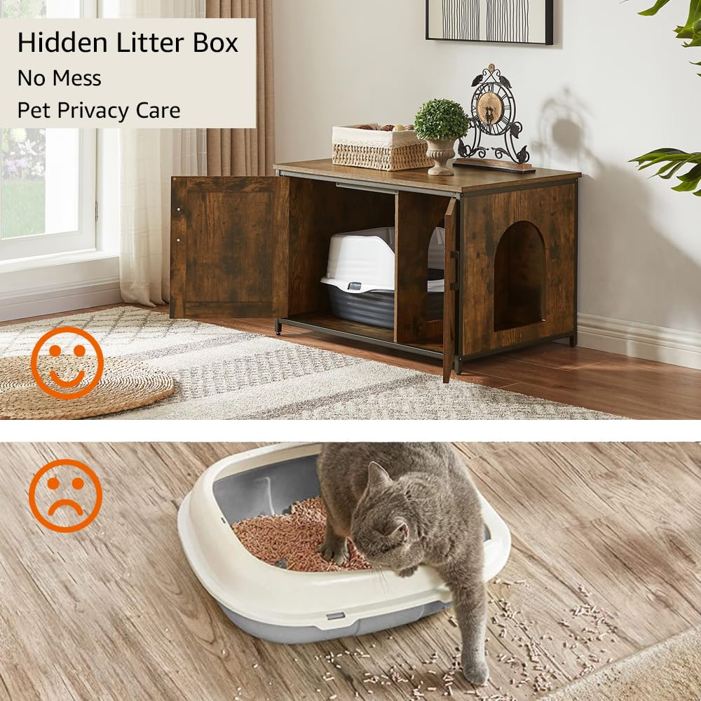 unipaws top opening cat litter box enclosure side view highlights space-saving privacy in living areas