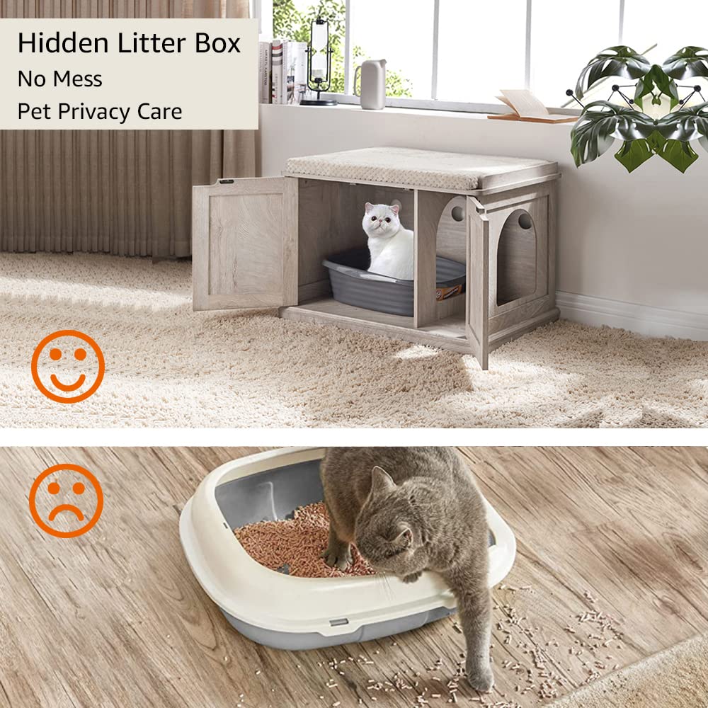 unipaws weathered grey interior view highlighting cat privacy space