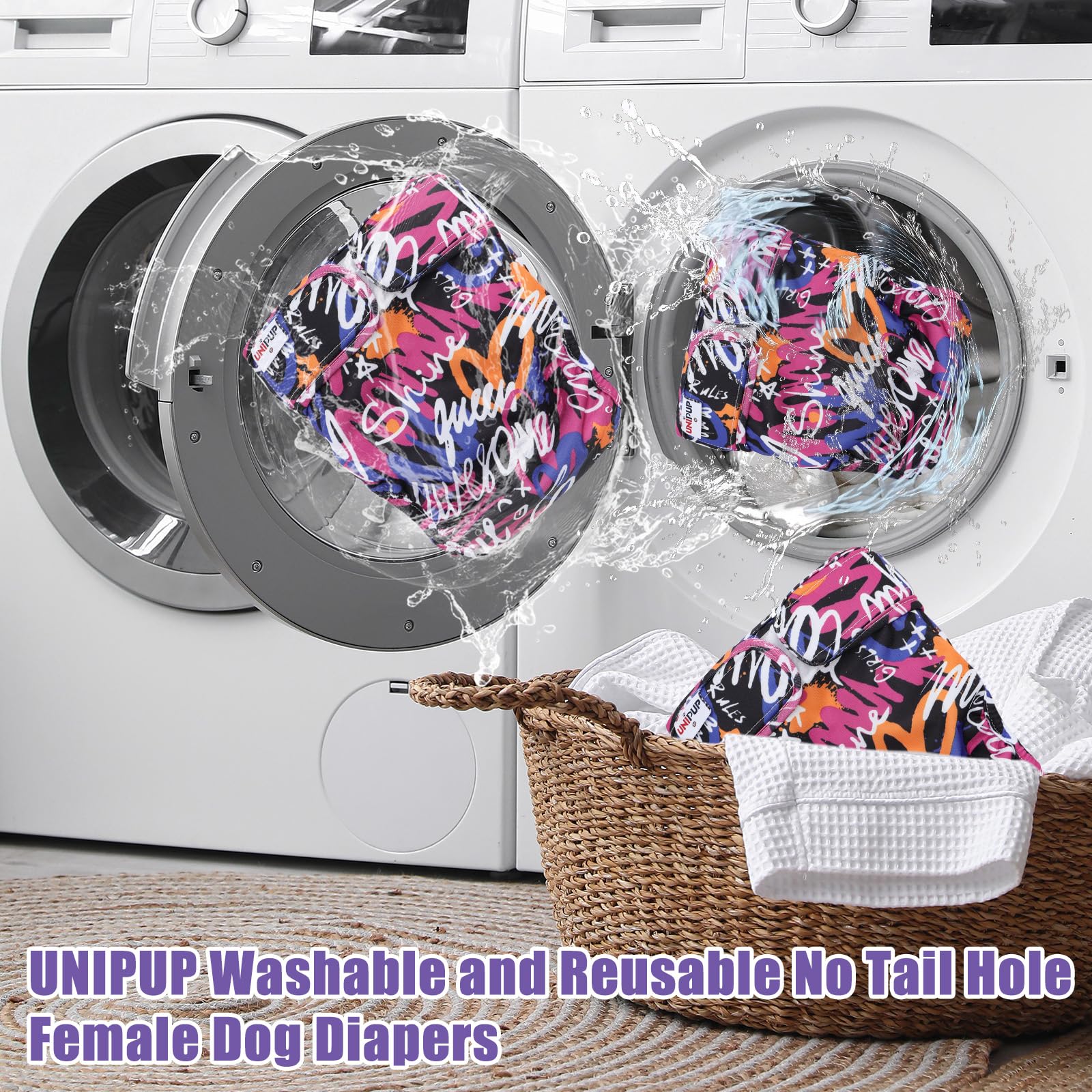 UNIPUP washable reusable dog diaper material close-up shows durable construction