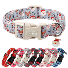 Unique Style Paws Christmas dog collar adjustable ensuring a comfortable fit for dogs of all sizes.