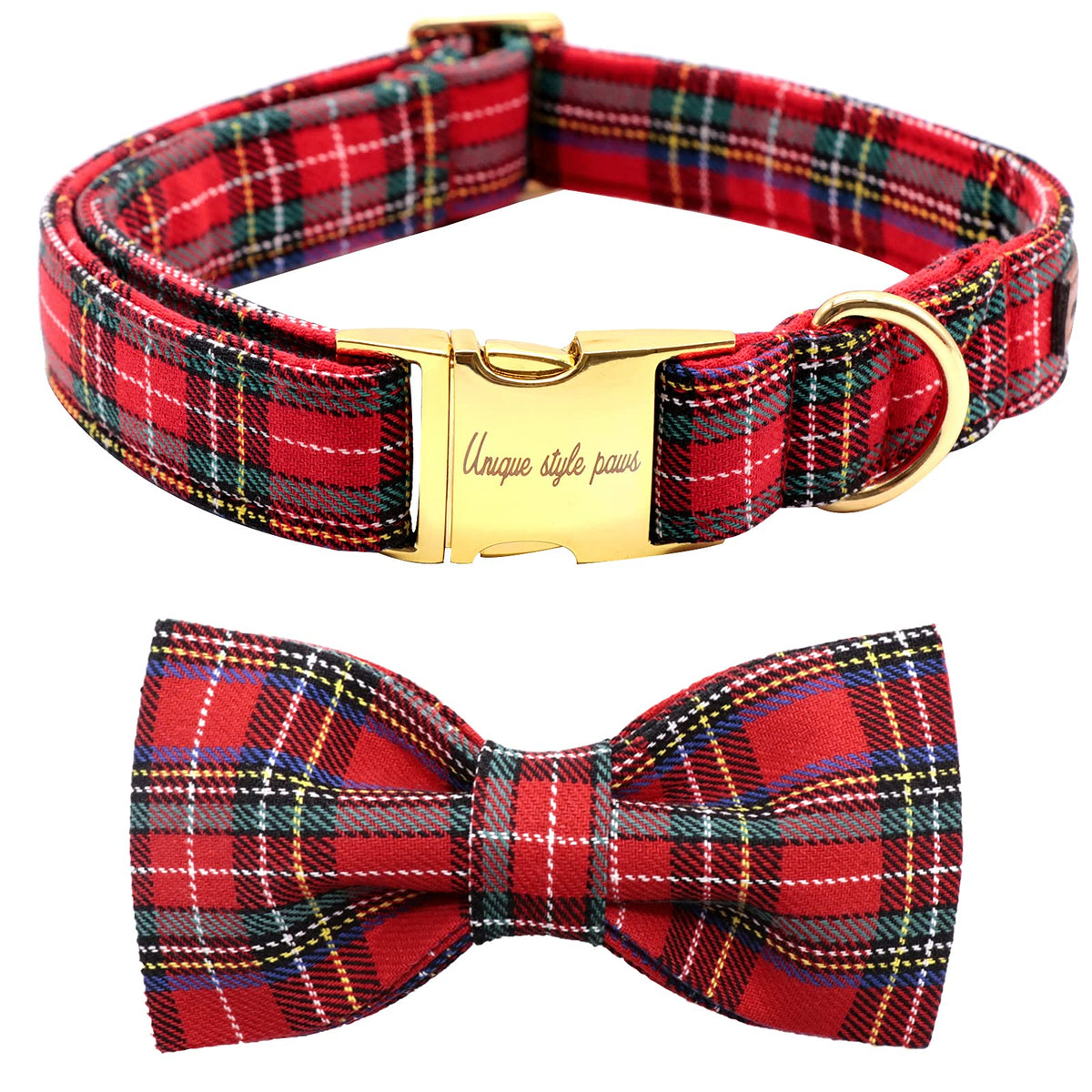 Unique Style Paws Christmas dog collar bow for festive holiday photos.