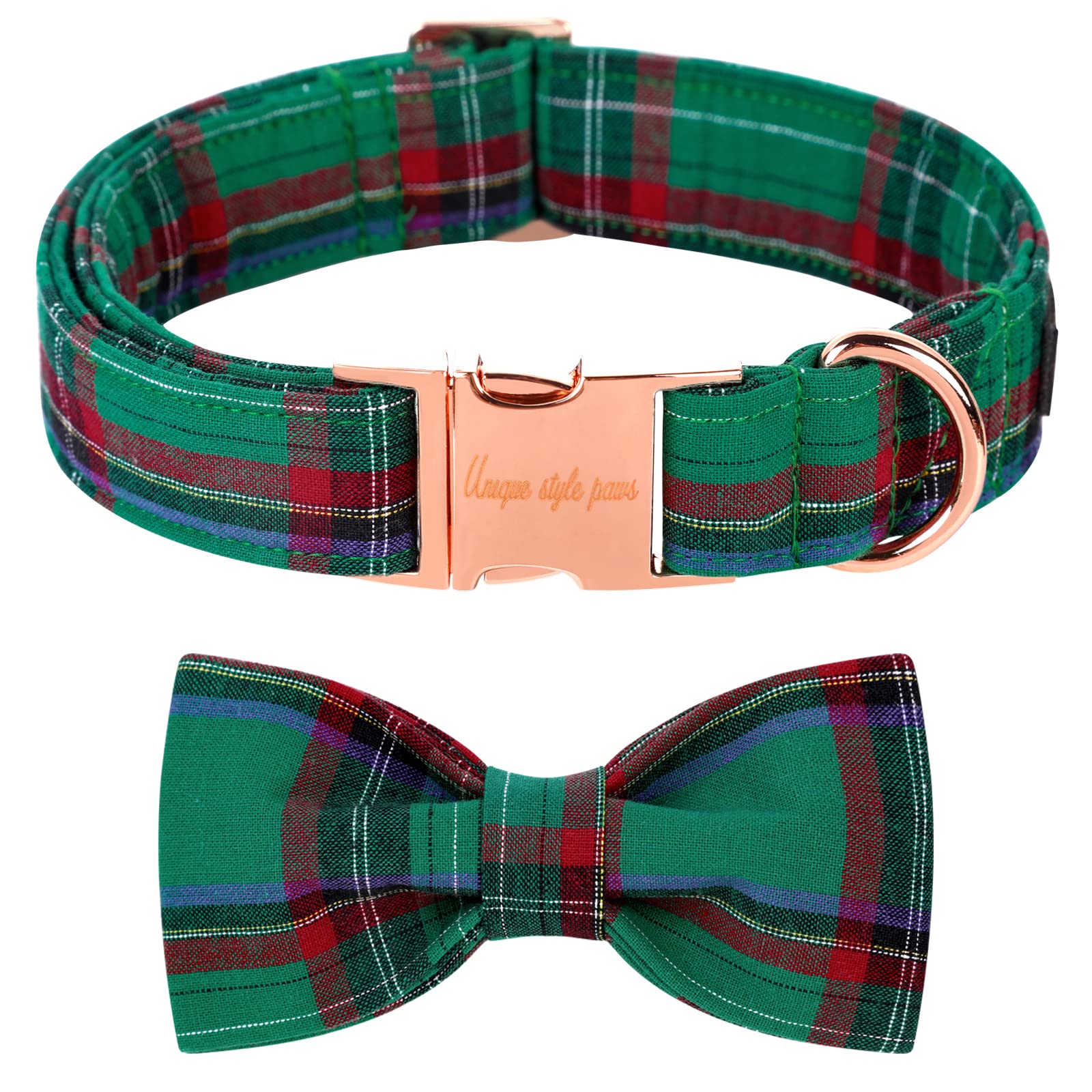 Unique Style Paws collar with detachable bow tie on a dog for a festive look.