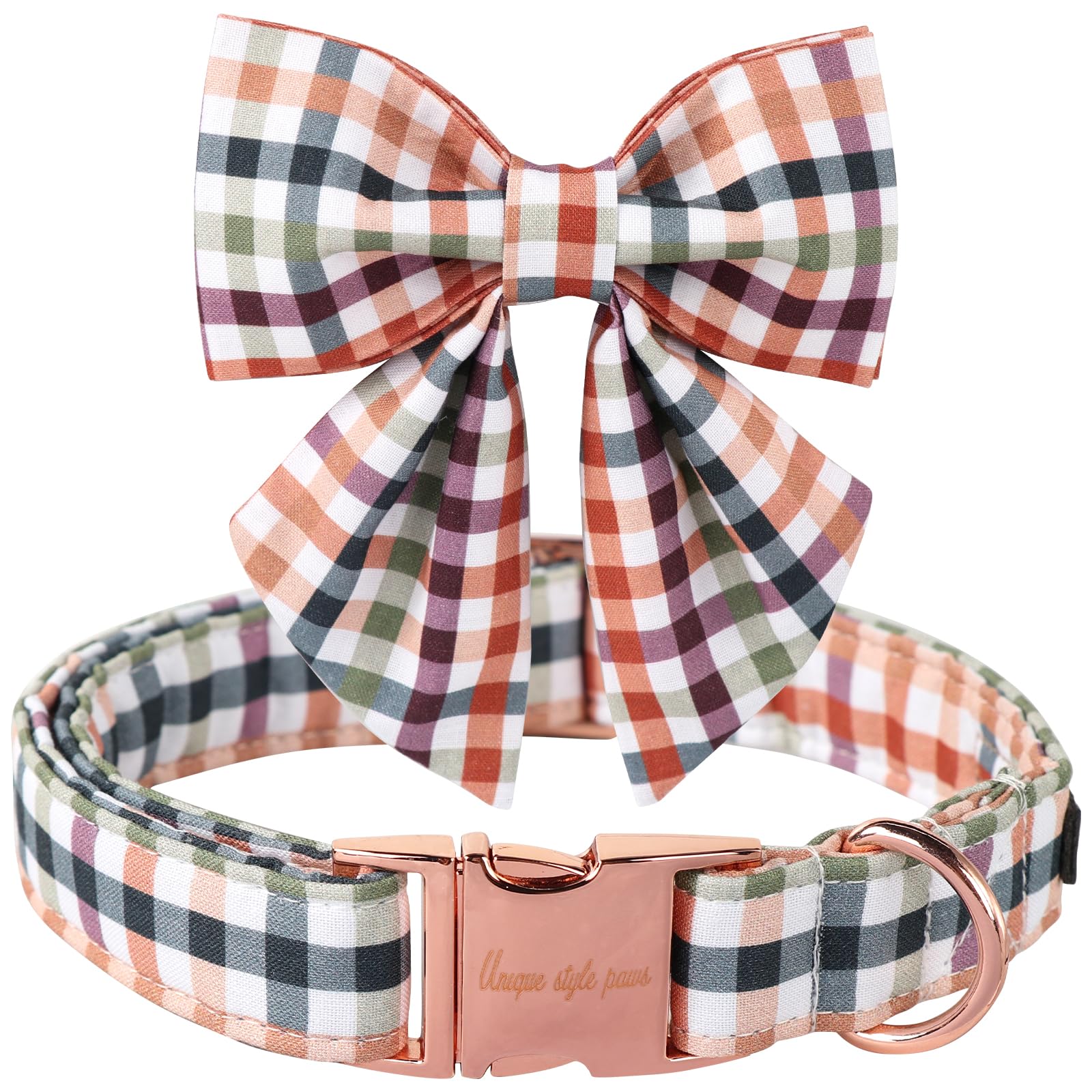 Unique Style Paws cotton dog collar buckle closeup shows sturdy hardware for secure daily wear.