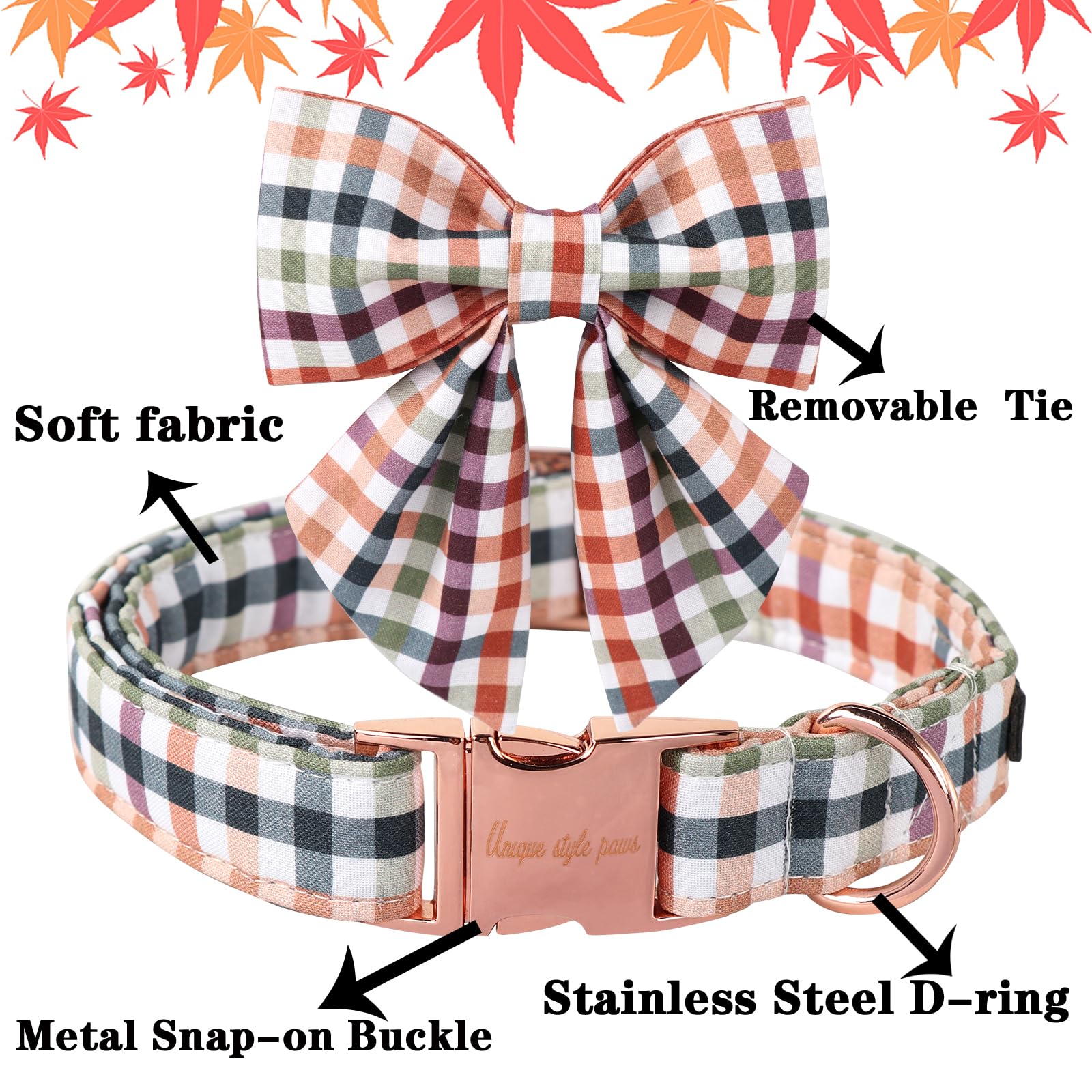 Unique Style Paws cotton dog collar detachable bow tie showcases customizable fashion.