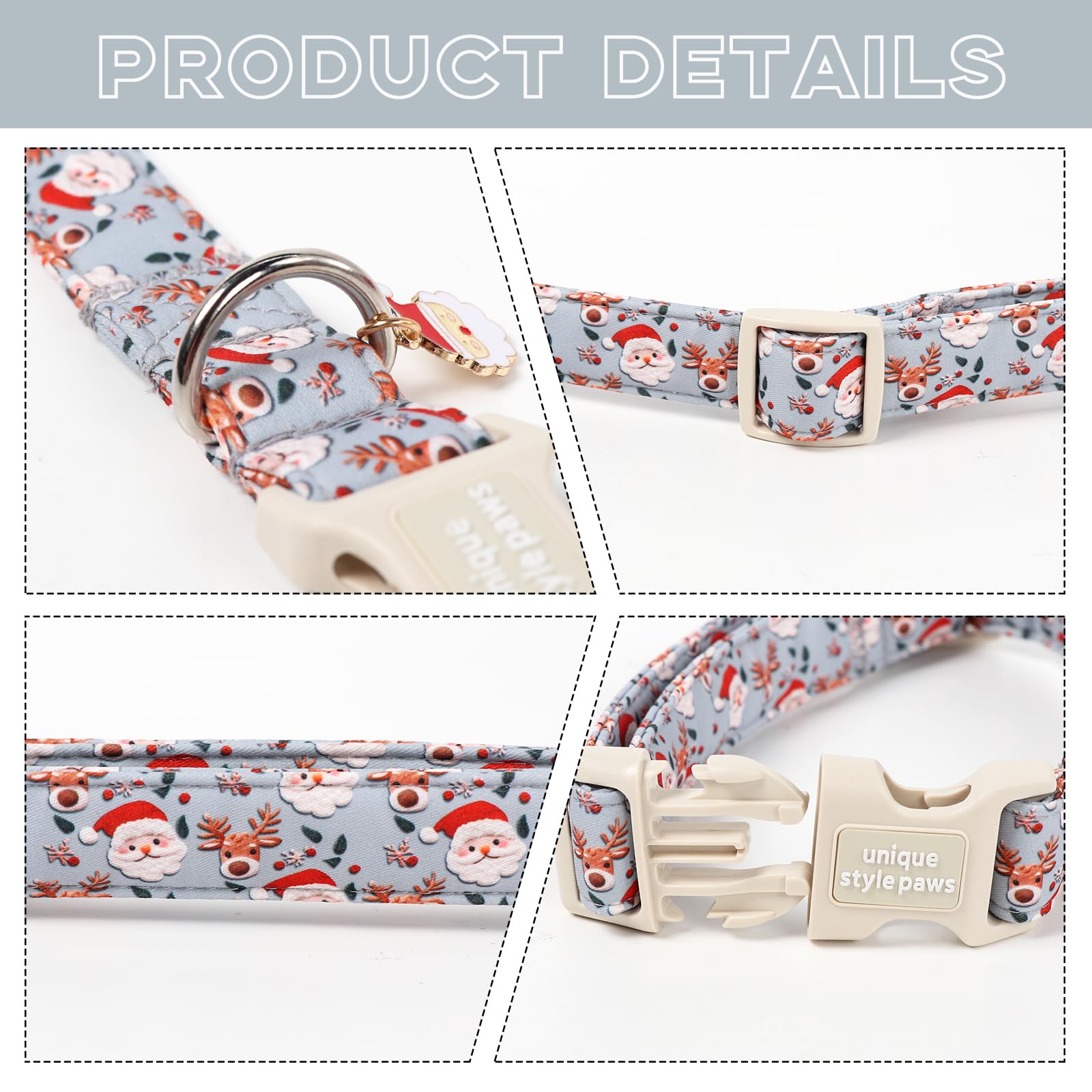 Unique Style Paws cotton-dog-collar offers soft comfort during daily wear.
