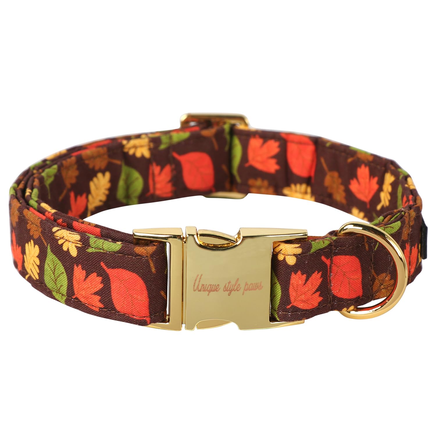 Unique Style Paws dog collar front view showing soft cotton and sturdy buckle