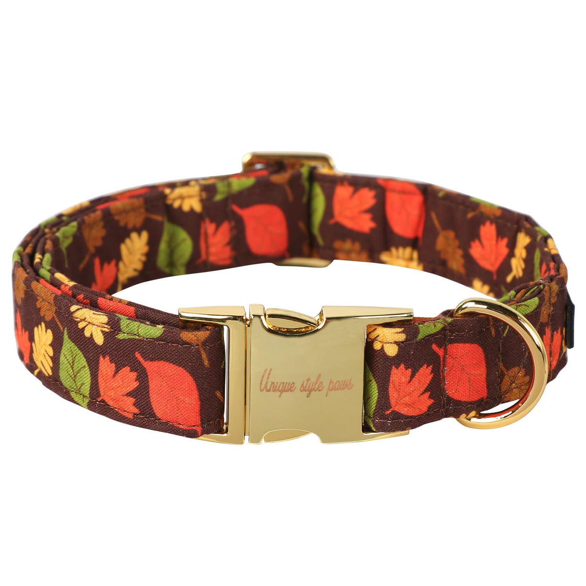 Unique Style Paws dog collar front view showing soft cotton and sturdy buckle