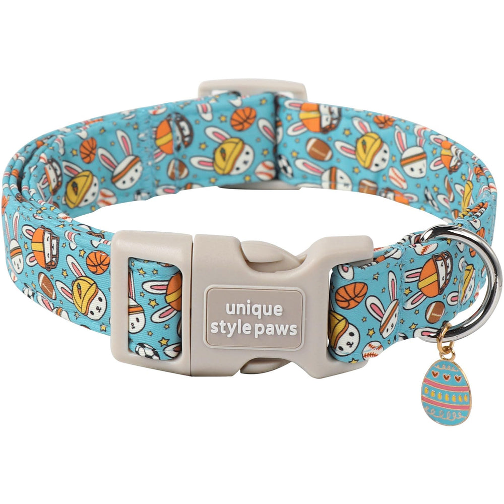 Unique style paws Easter dog collar blue plastic buckle pendant enhances festive look for dogs.