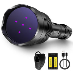 UniqueFire UV500 front view shows compact design and bright 365nm UV output for quick checks.