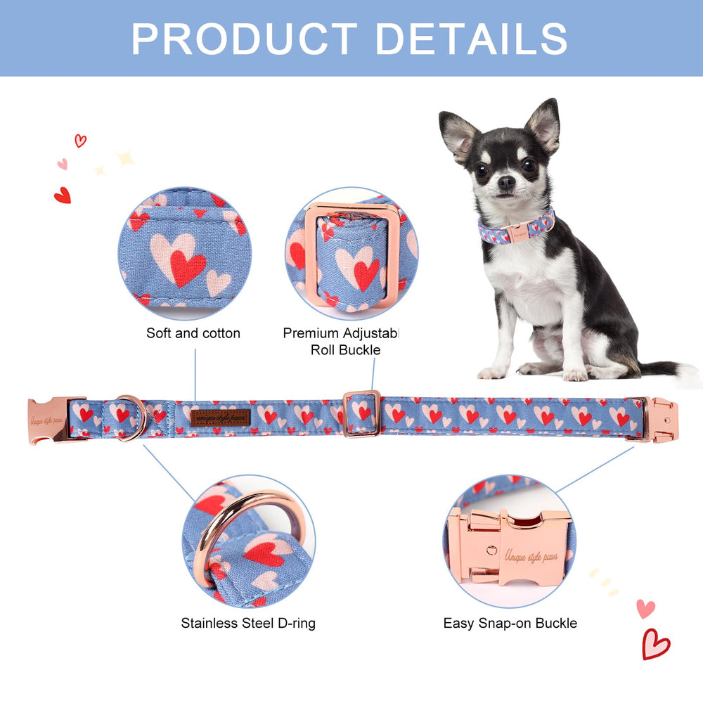 Unique Style Paws adjustable blue-pink collar for growing dogs