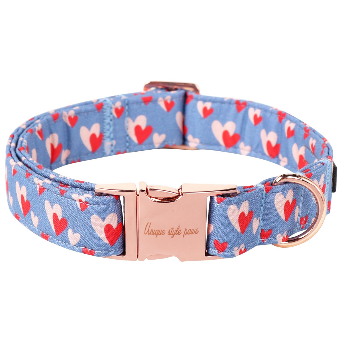 Unique Style Paws valentines blue-pink love-heart collar for everyday comfort