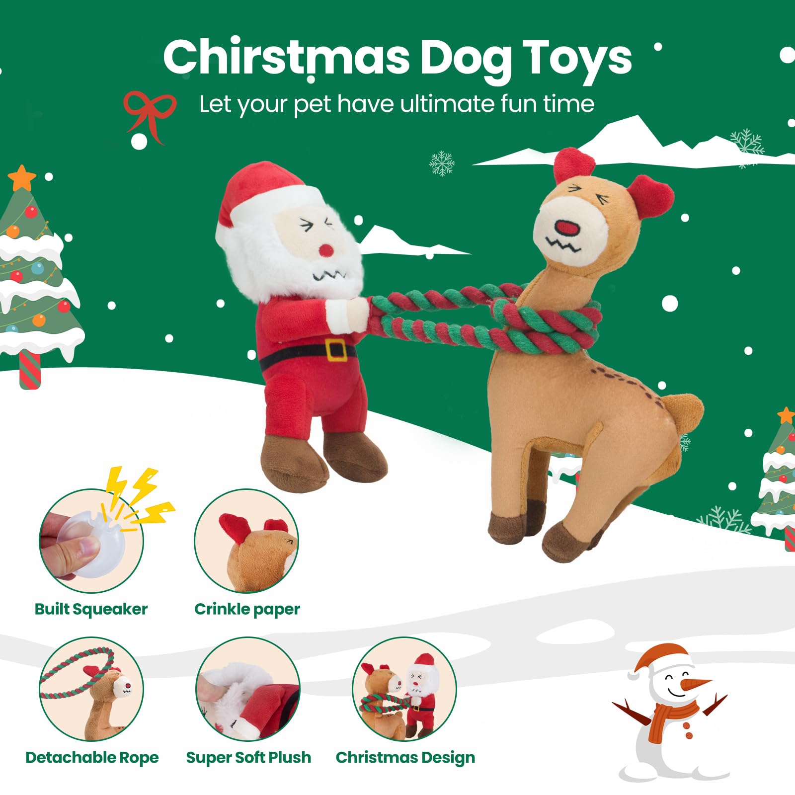 UNISE plush squeaky dog toy with crinkle sounds for engaging indoor fetch.