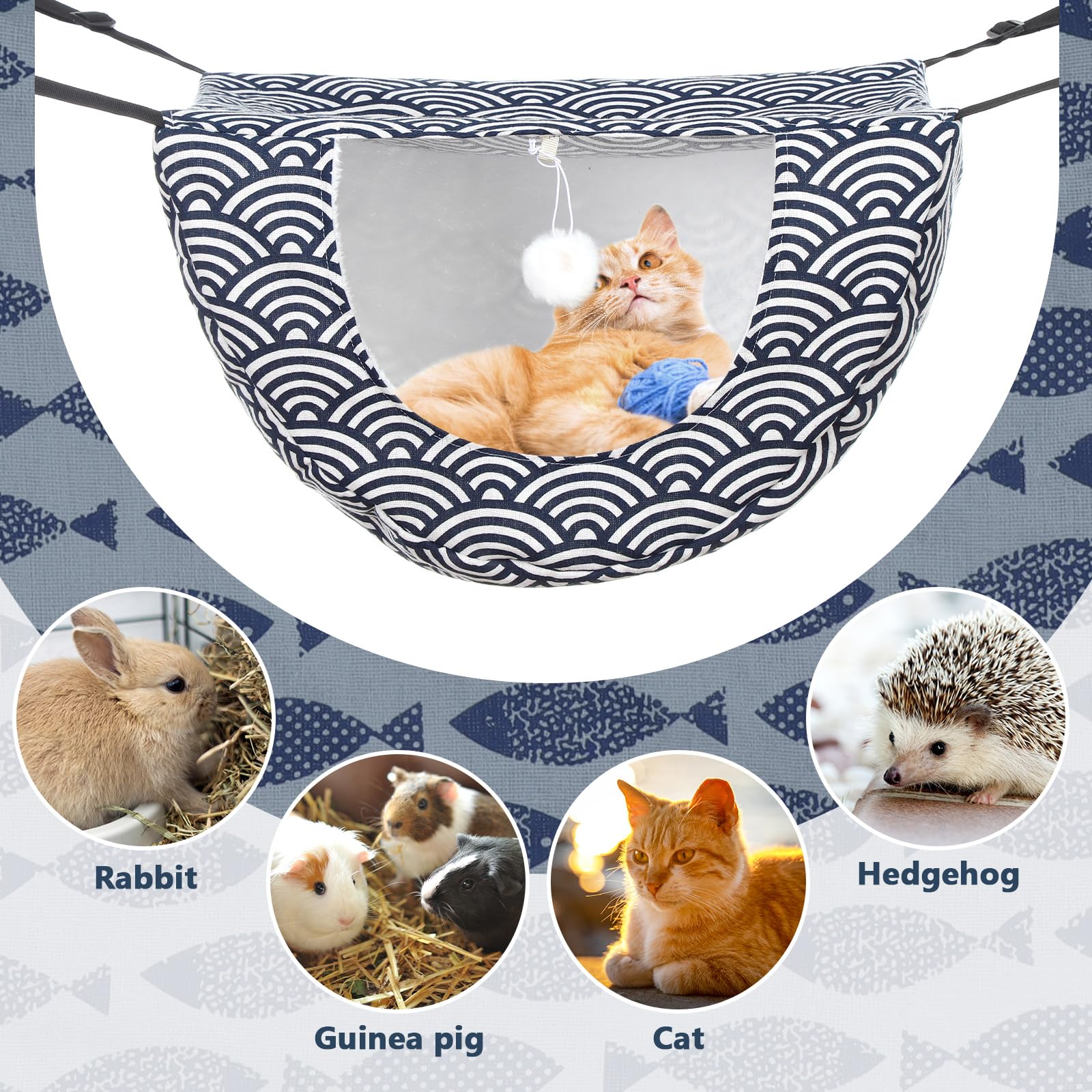Unittype cat hammock closeup-cotton-linen-material highlights soft plush warmth for pets