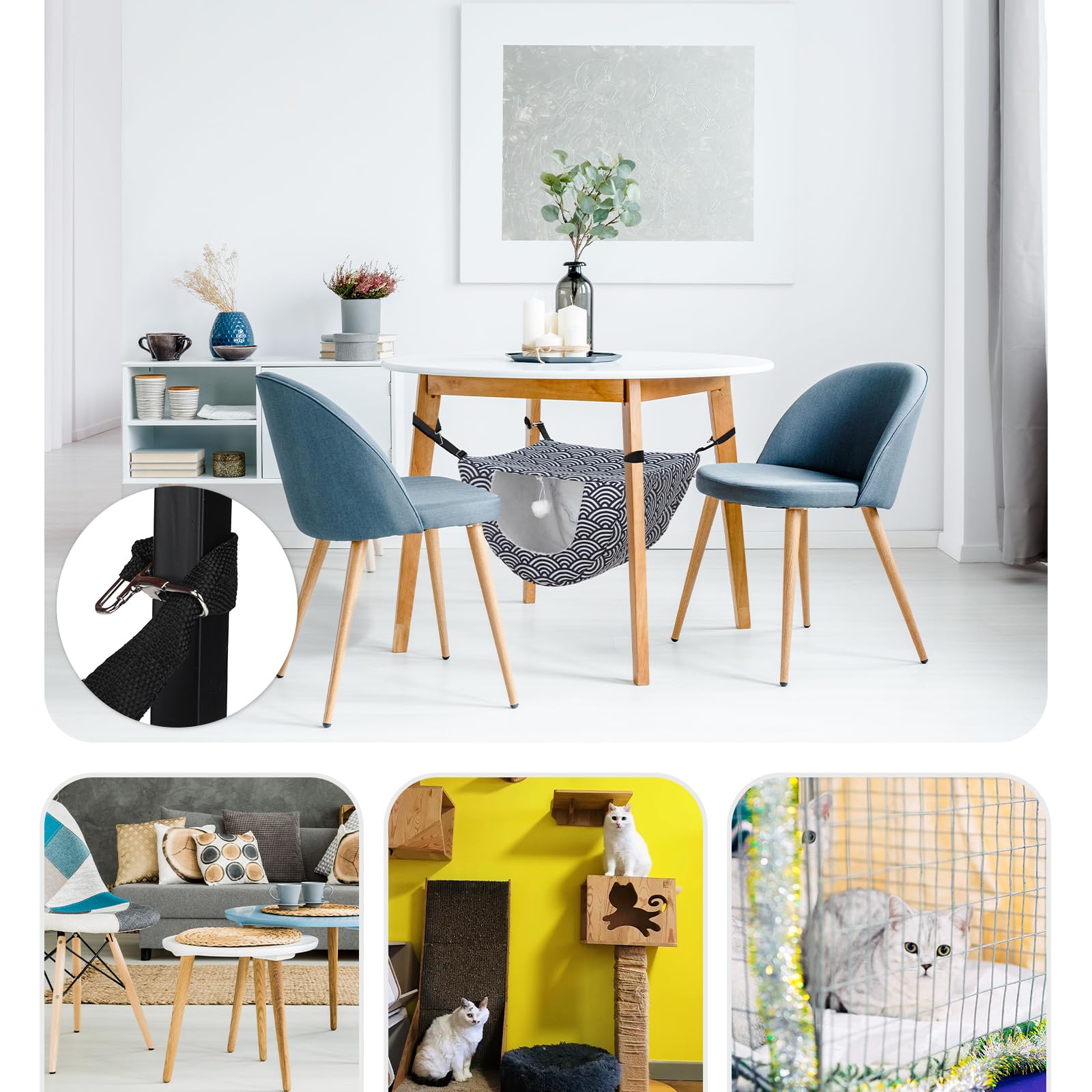 Unittype cat hammock pom-ball-feature invites interactive play and nibble-friendly engagement