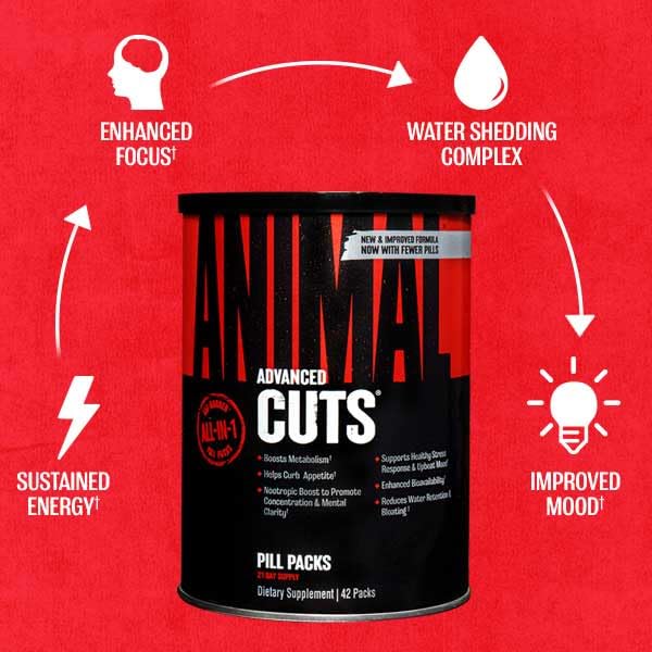 Universal Nutrition Animal Cuts packets in a gym bag ready for training sessions