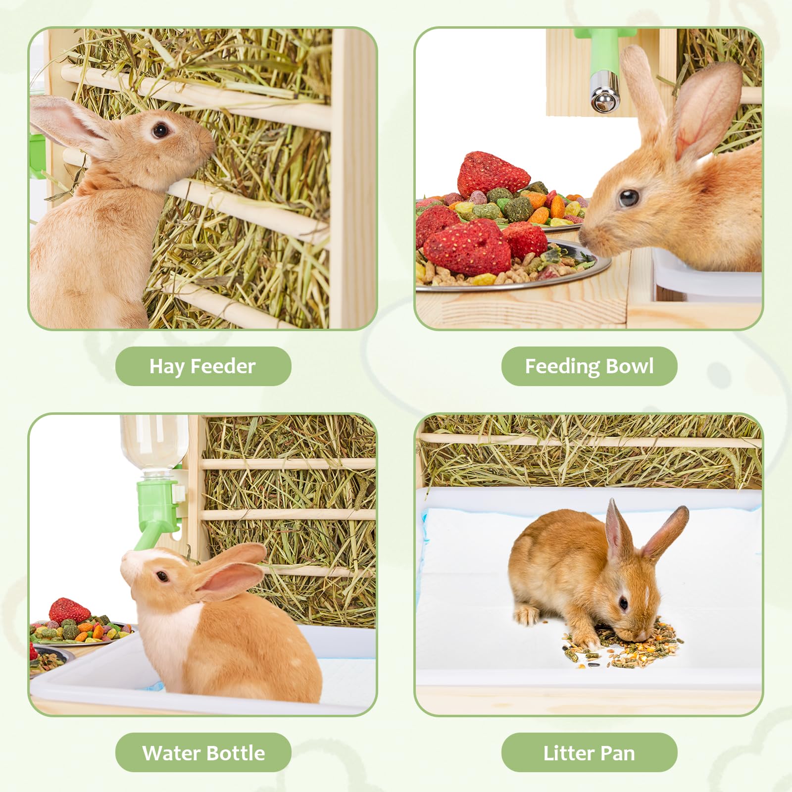 UNMOONY wooden hay feeder rack offers durable, chemical-free construction.