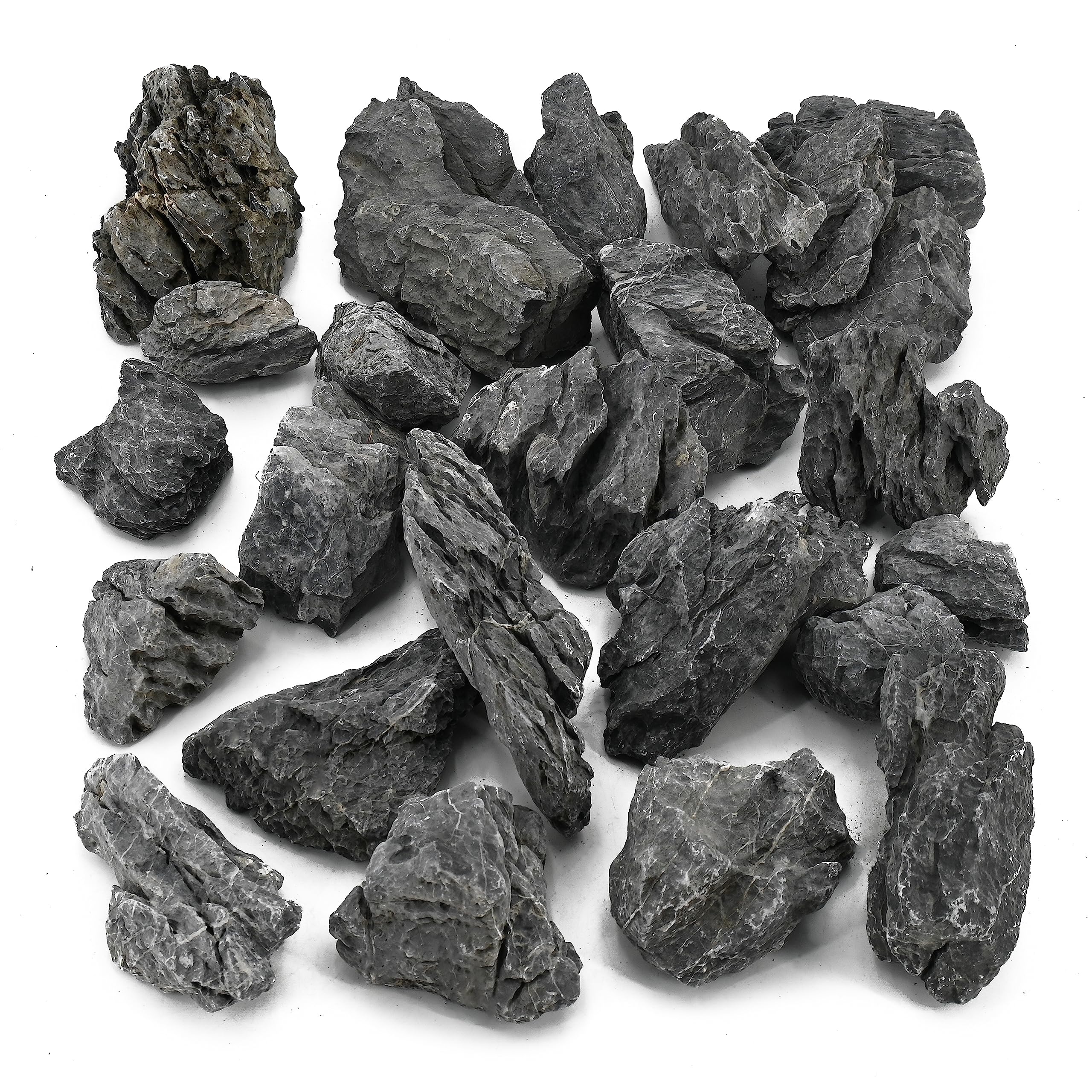 Unocho Seiryu rock stones front view showing rugged surfaces ideal for plant anchoring